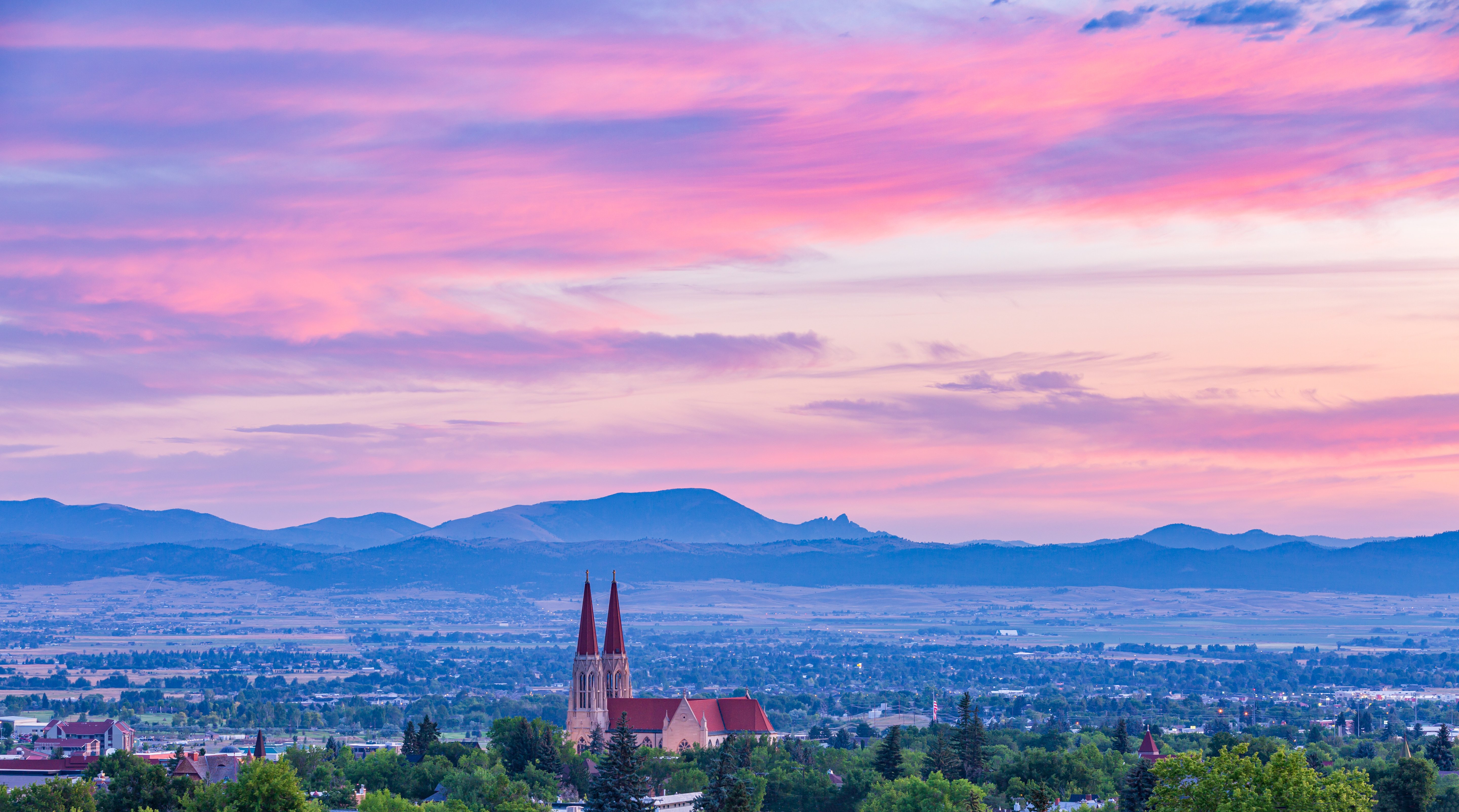 the cathedral at sunset in Helena, Montana