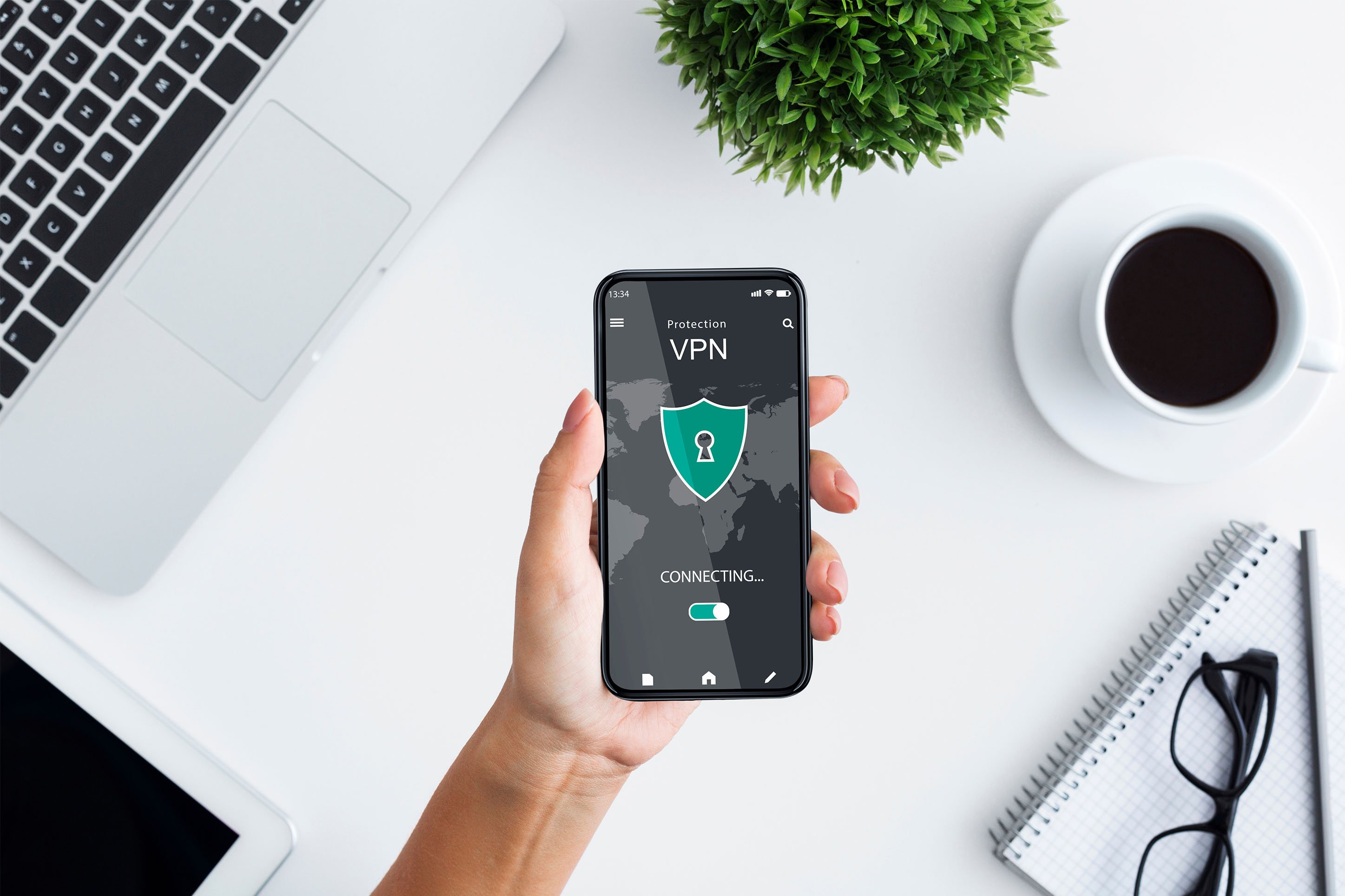 Image of a phone connecting to a VPN