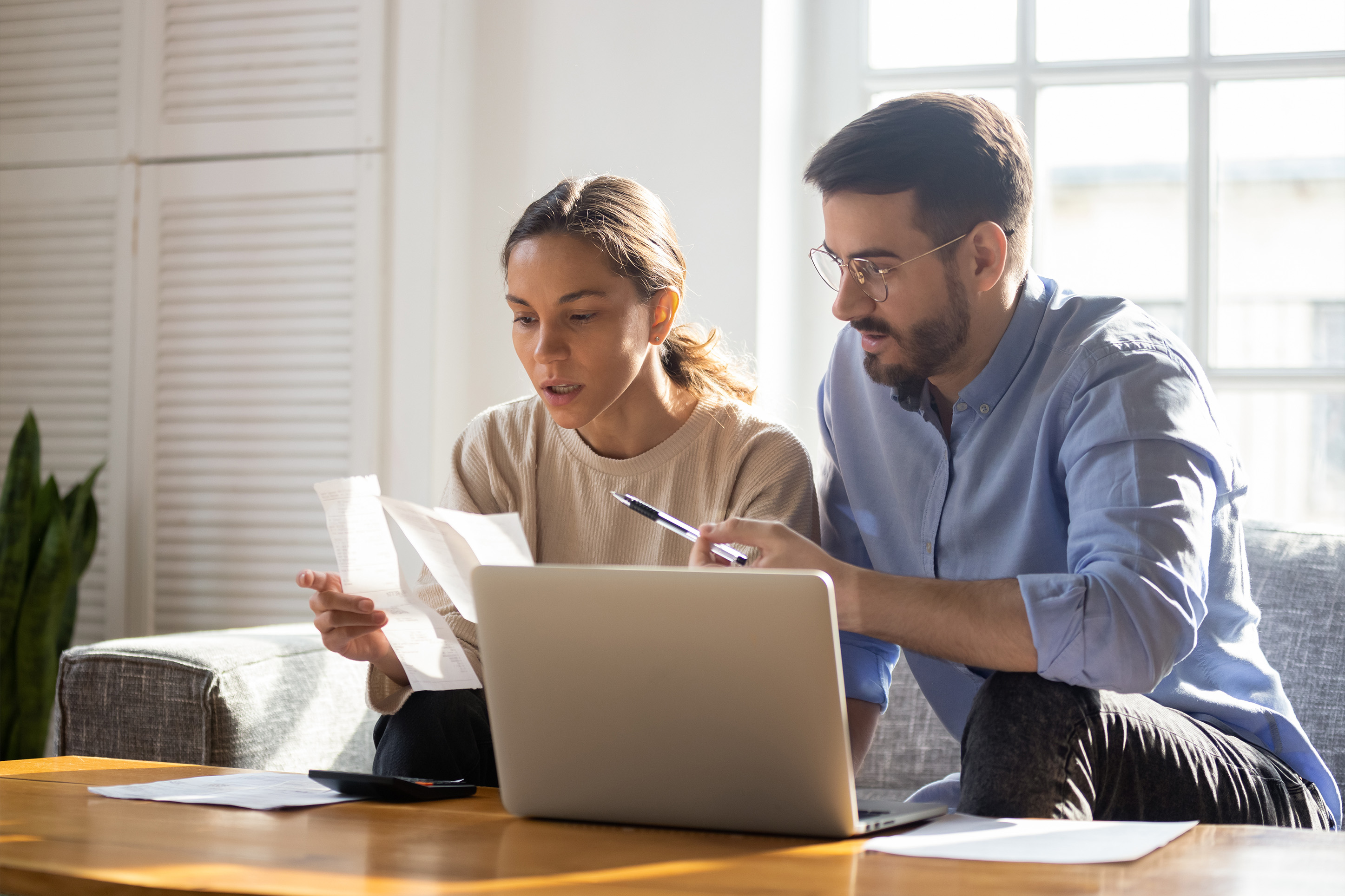 Couple working on finances