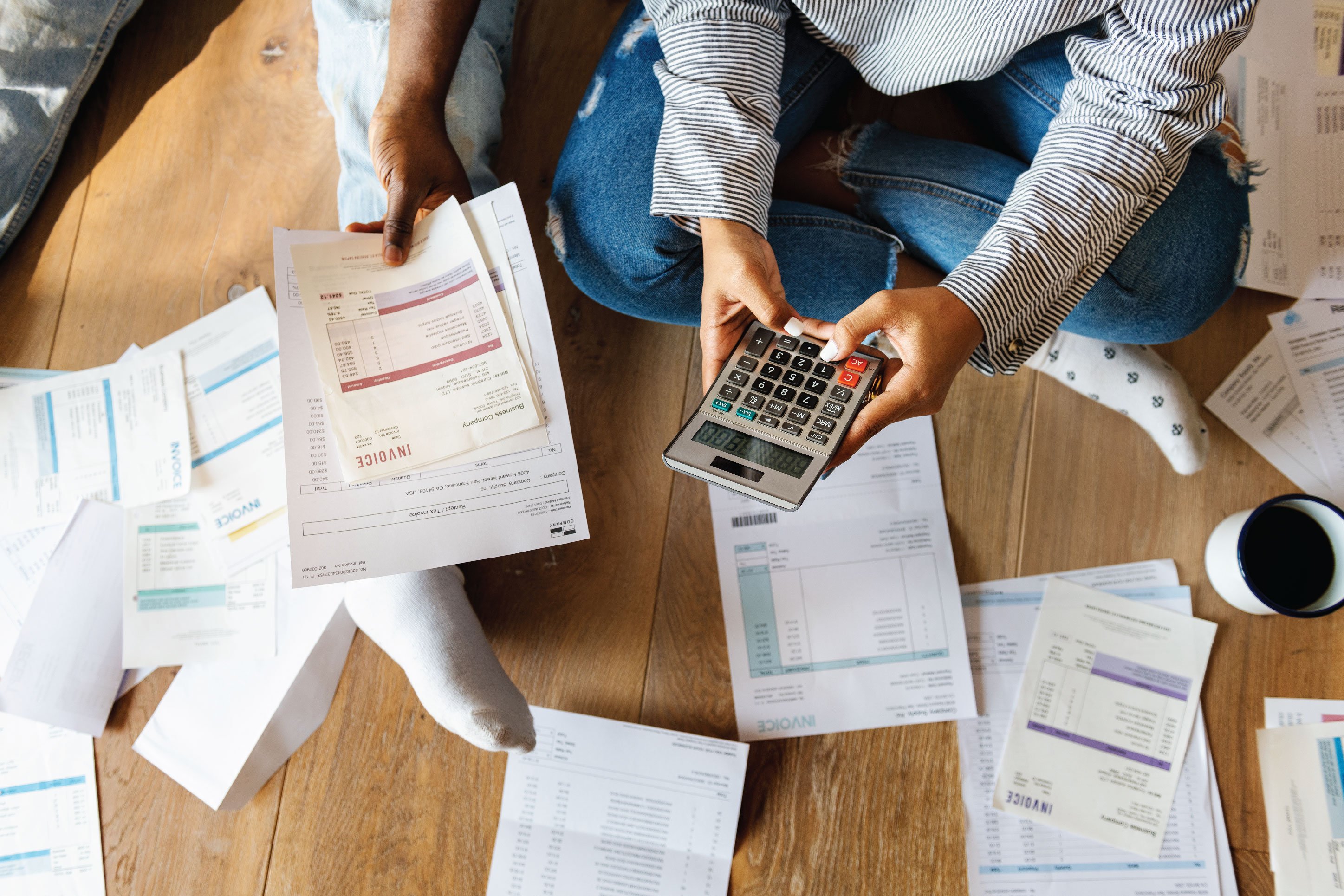 Couple managing their finances together