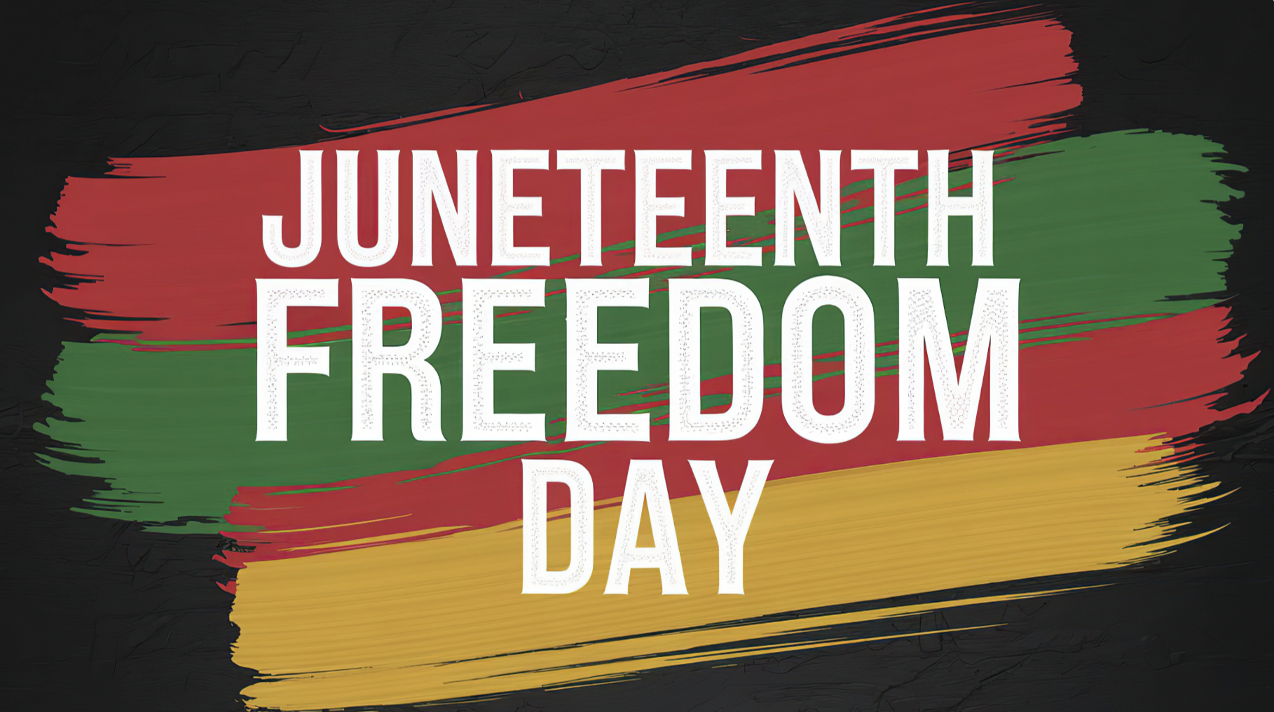 Juneteenth Freedom Day with red, green, and yellow colors.